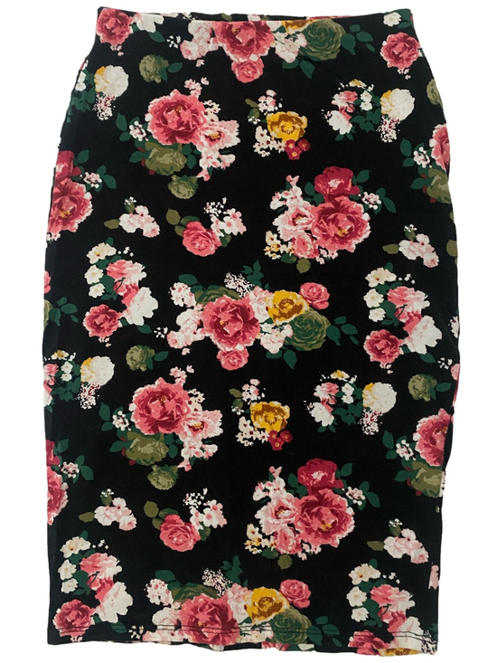 DNA couture Dresses & Skirts - DNA couture Black Pencil Skirt with Pink & Yellow Rose Print